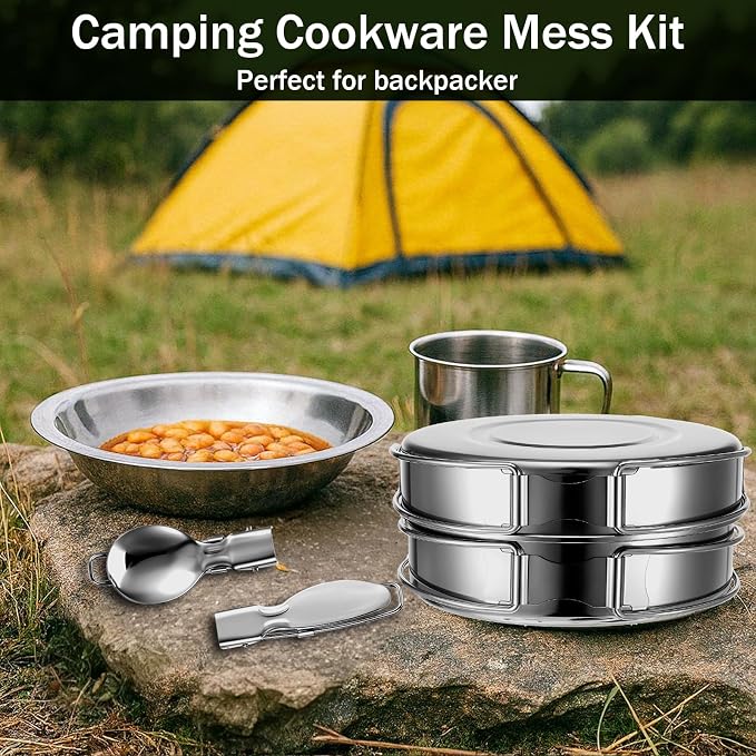 JJUNW 14-Piece Camping Cookware Set