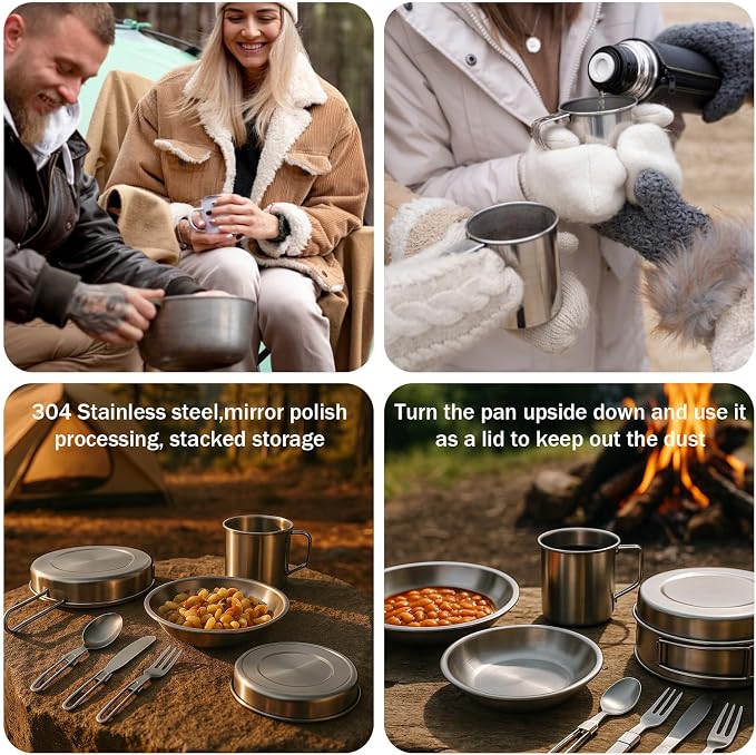 JJUNW 14-Piece Camping Cookware Set