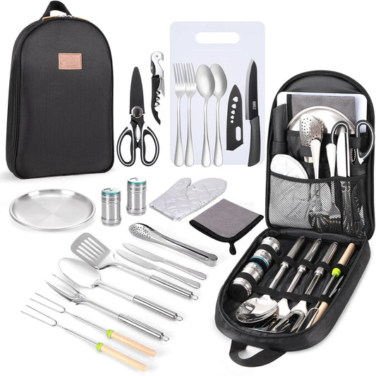 Portable 27-Piece Camping Utensil Set