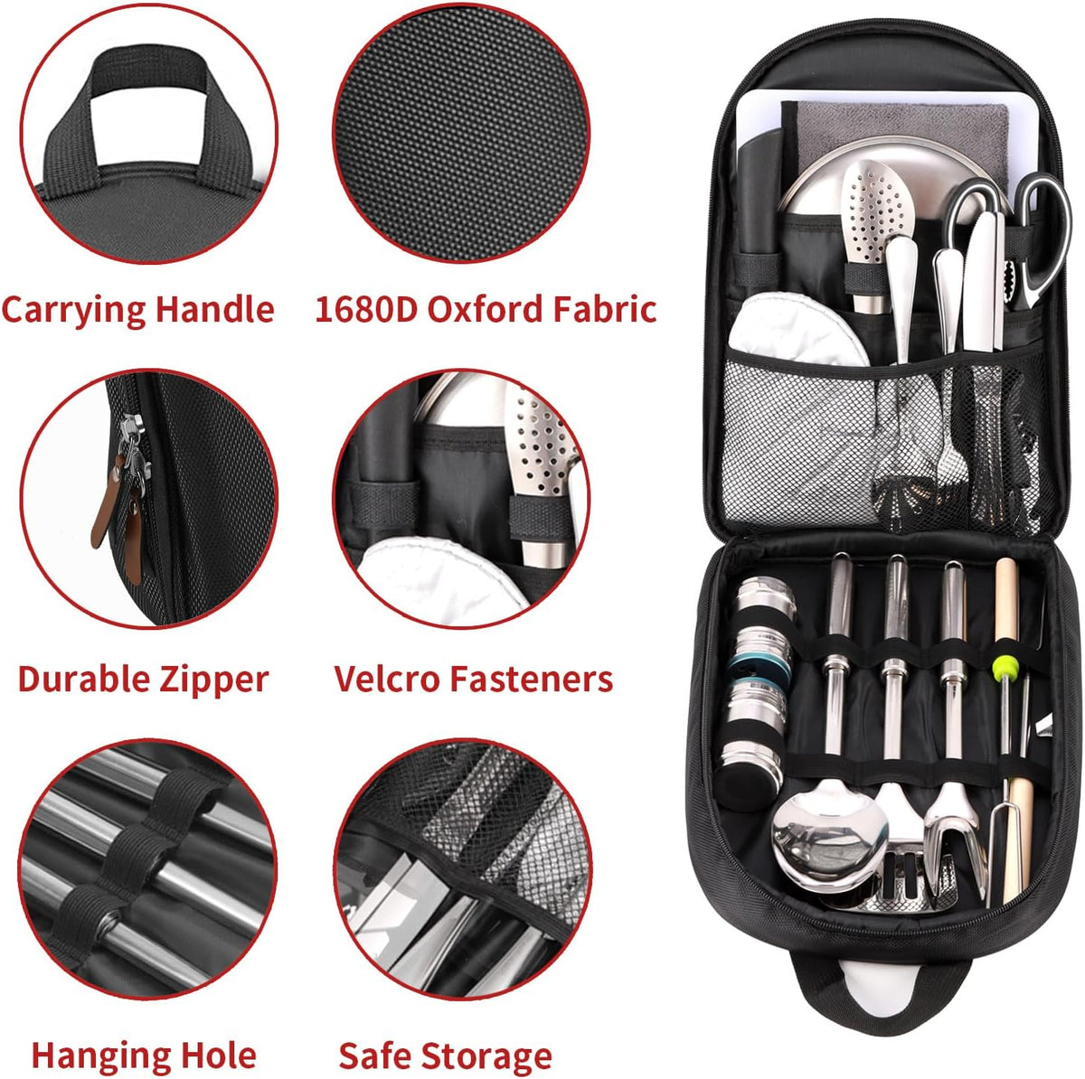 Portable 27-Piece Camping Utensil Set